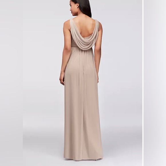 David’s Bridal Like New Lilac Mesh Cowl Back Cross front  Bridesmaid Dress size2 - Picture 2 of 6